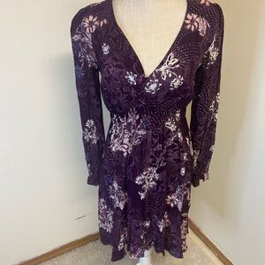 Anthropologie Maeve Merlot Floral Monaco Dress Small Midi Boho Romantic Wedding